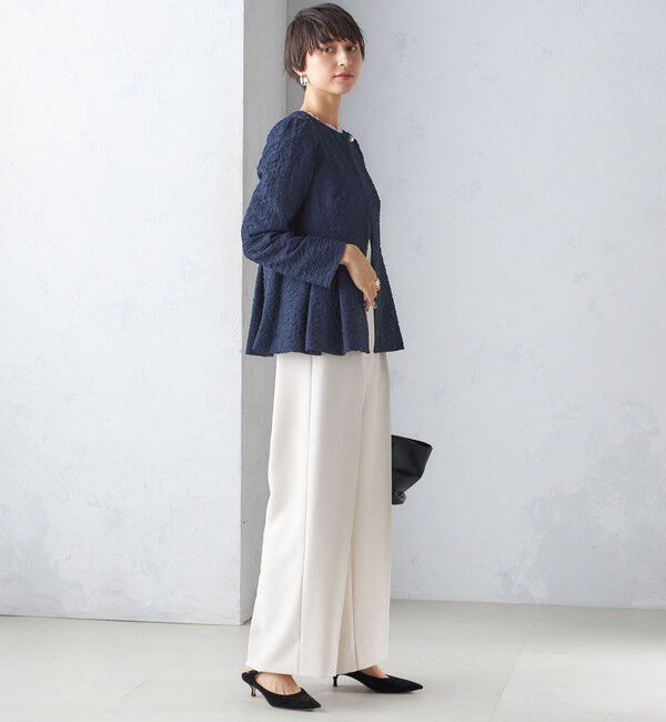 SHIPS for women「【SHIPS別注】〈セレモニー対応可〉troisiemeCHACO:フクレ ジャカード ジャケット」|ノーカラージャケット|