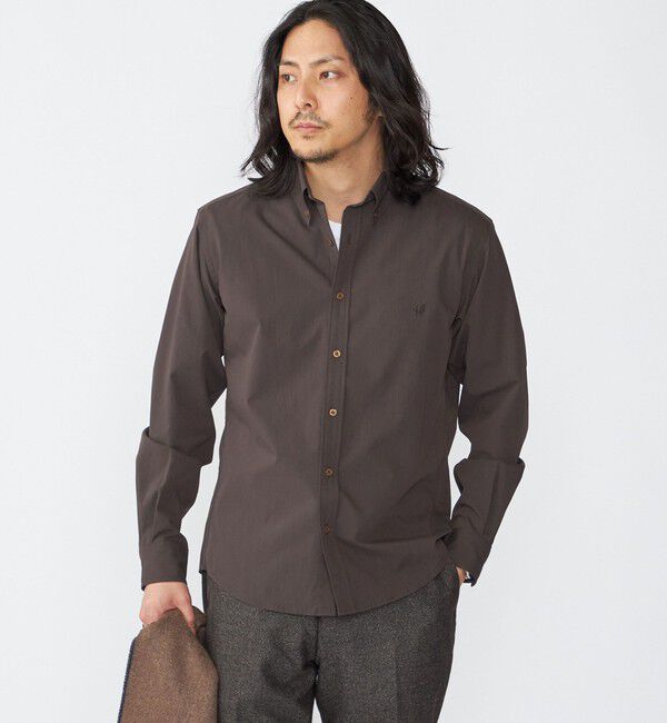 SHIPS「【WEB限定】SHIPS: 防シワ・吸水速乾 Drymix(R)タイプライターミニボタンダウンシャツ」|シャツ・ブラウス|ダークグレー