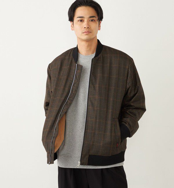 SHIPS Colors 「SHIPS Colors:THERMOLITE(R) ボア ボマー ジャケット チェック」|ブルゾン・スタジャン|