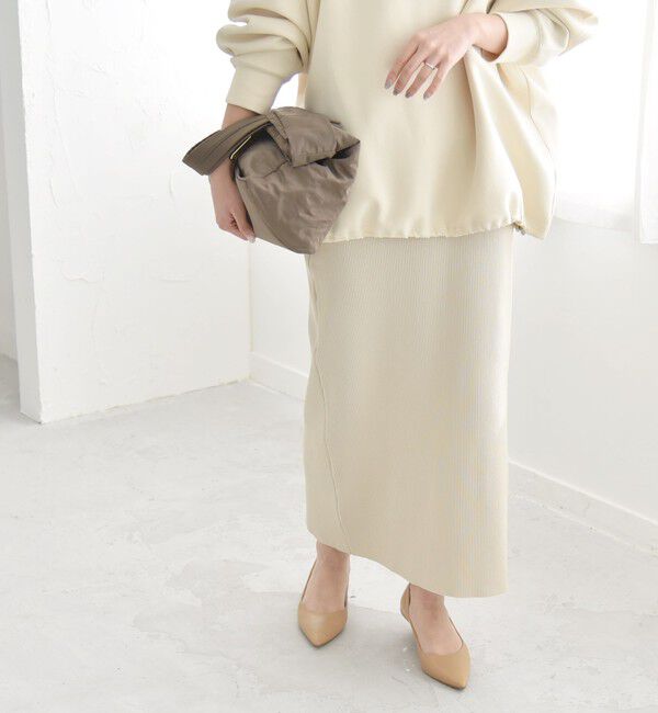 quaranciel「quaranciel:〈手洗い可能〉Iライン ニット スカート（セットアップ対応）」|スカート|ベージュ
