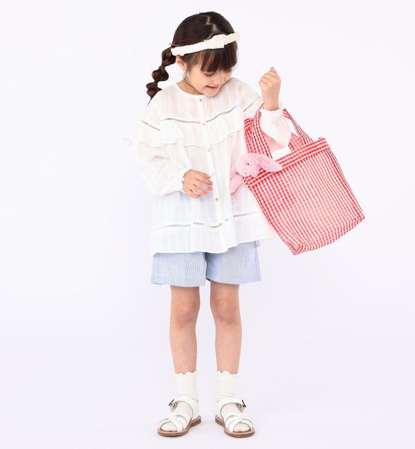 SHIPS KIDS「SHIPS KIDS:100～130cm / スナップ ボタン フリル ブラウス」|シャツ・ブラウス|