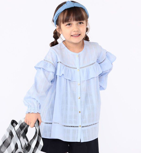 SHIPS KIDS「SHIPS KIDS:100～130cm / スナップ ボタン フリル ブラウス」|シャツ・ブラウス|