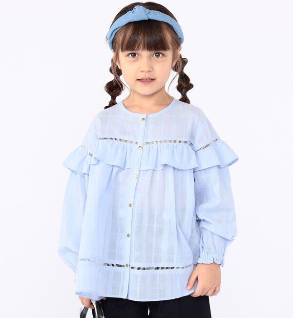SHIPS KIDS「SHIPS KIDS:100～130cm / スナップ ボタン フリル ブラウス」|シャツ・ブラウス|