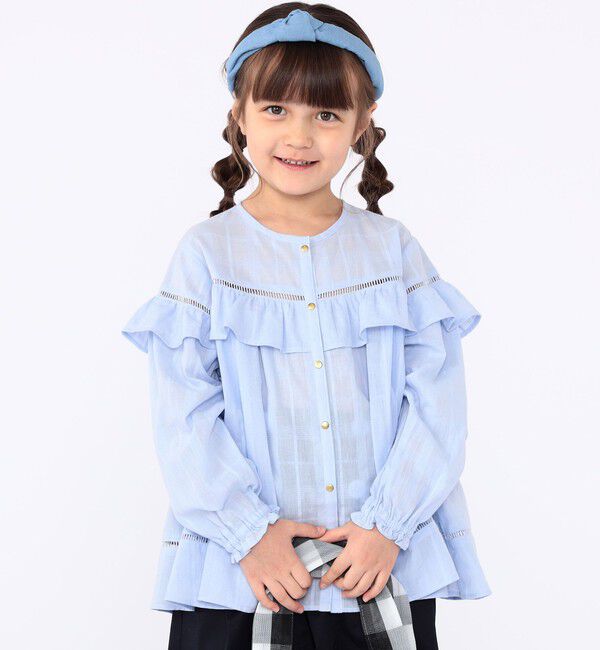SHIPS KIDS「SHIPS KIDS:100～130cm / スナップ ボタン フリル ブラウス」|シャツ・ブラウス|