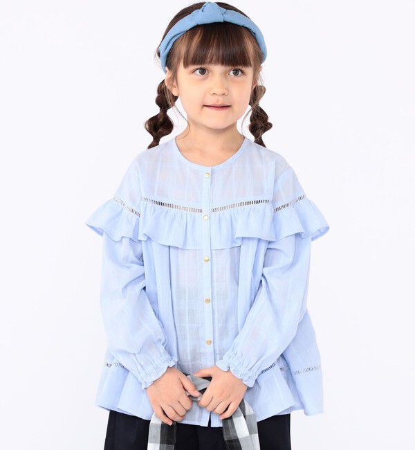 SHIPS KIDS「SHIPS KIDS:100～130cm / スナップ ボタン フリル ブラウス」|シャツ・ブラウス|