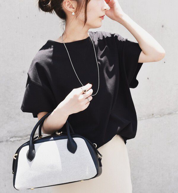 quaranciel「quaranciel:〈洗濯機可能〉カノコ Vガゼット ショートスリーブ クルーネック TEE」|Tシャツ・カットソー|ブラック