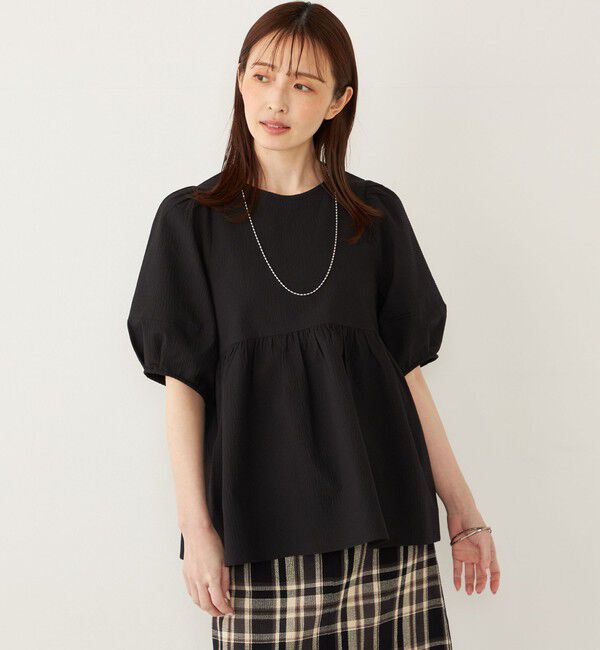 SHIPS Colors 「SHIPS Colors:〈接触冷感・洗濯機可能〉サッカー ランタンスリーブ ブラウス」|シャツ・ブラウス|