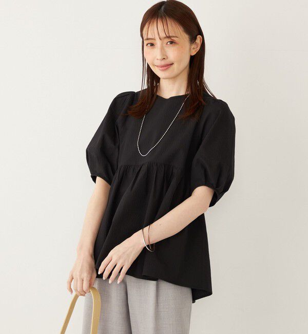 SHIPS Colors 「SHIPS Colors:〈接触冷感・洗濯機可能〉サッカー ランタンスリーブ ブラウス」|シャツ・ブラウス|