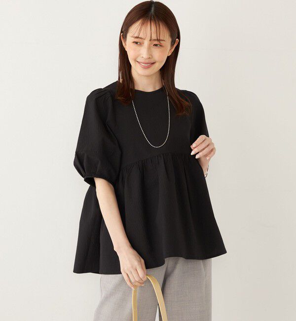 SHIPS Colors 「SHIPS Colors:〈接触冷感・洗濯機可能〉サッカー ランタンスリーブ ブラウス」|シャツ・ブラウス|