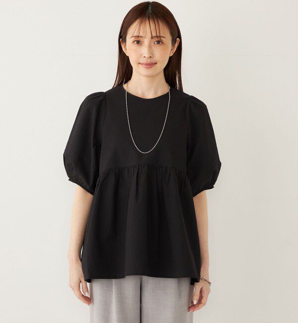 SHIPS Colors 「SHIPS Colors:〈接触冷感・洗濯機可能〉サッカー ランタンスリーブ ブラウス」|シャツ・ブラウス|