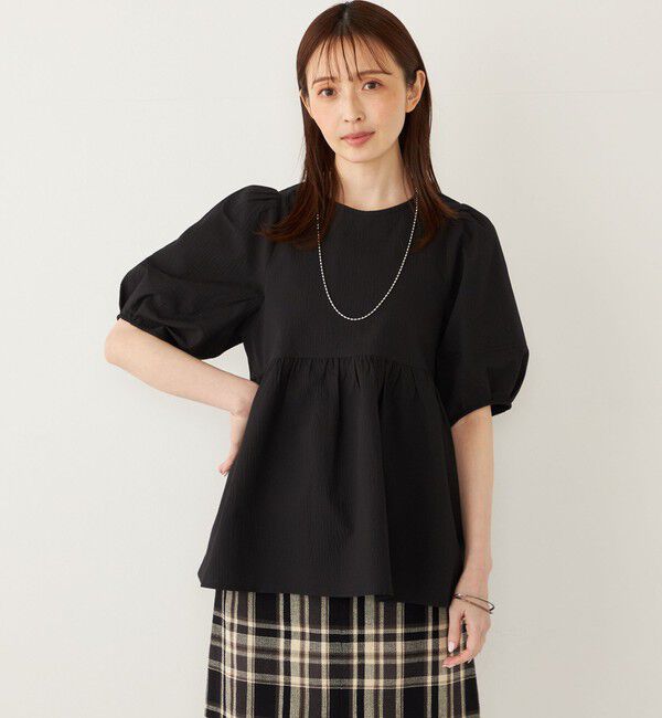 SHIPS Colors 「SHIPS Colors:〈接触冷感・洗濯機可能〉サッカー ランタンスリーブ ブラウス」|シャツ・ブラウス|