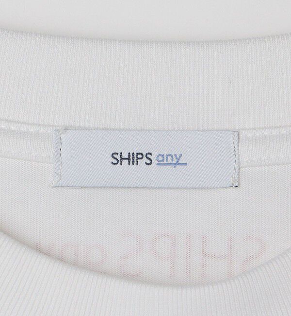 SHIPS any「SHIPS any: オーガニック コットン ワンポイント ロゴ プリント&times;刺繍 スピンドル Tシャツ◇」|Tシャツ・カットソー|