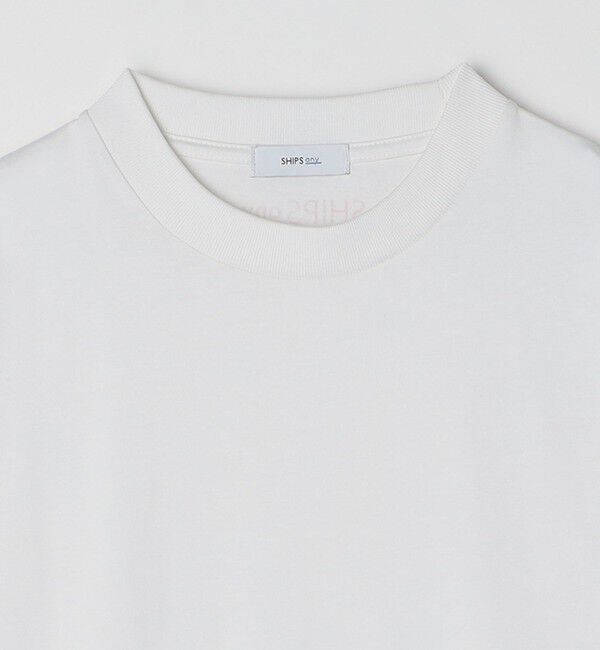 SHIPS any「SHIPS any: オーガニック コットン ワンポイント ロゴ プリント&times;刺繍 スピンドル Tシャツ◇」|Tシャツ・カットソー|