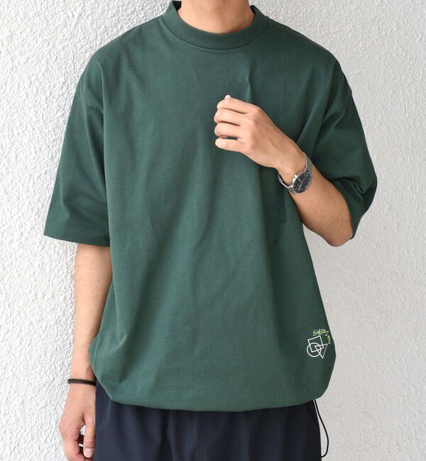 SHIPS any「SHIPS any: オーガニック コットン ワンポイント ロゴ プリント&times;刺繍 スピンドル Tシャツ◇」|Tシャツ・カットソー|