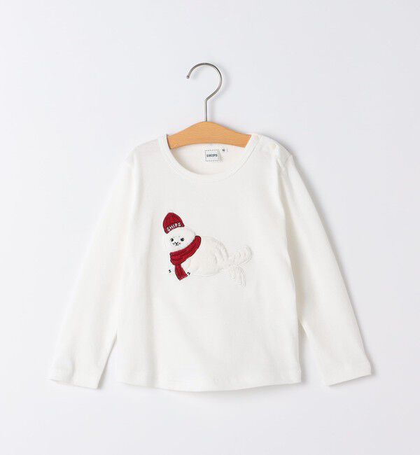 SHIPS KIDS「SHIPS KIDS:80～90cm / ベビー あざらし 長袖 Tシャツ」|Tシャツ・カットソー|オフホワイト