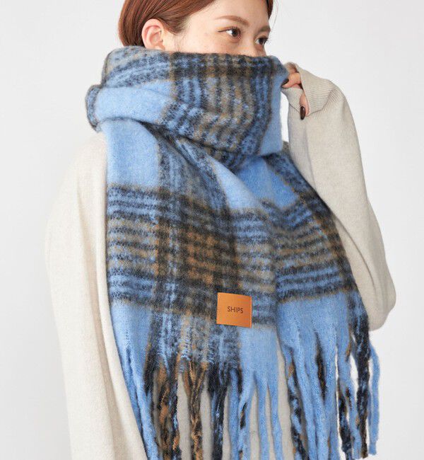 SHIPS「【WEB限定】SHIPS: ブークレ ボリューム マフラー (チェック)」|マフラー|