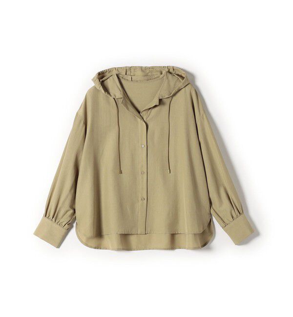 SHIPS Colors 「SHIPS Colors:〈手洗い可能〉ウール ライク シアー フーディー シャツ」|シャツ・ブラウス|ベージュ