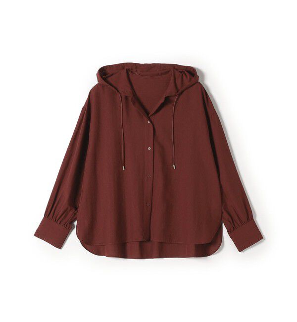 SHIPS Colors 「SHIPS Colors:〈手洗い可能〉ウール ライク シアー フーディー シャツ」|シャツ・ブラウス|ワイン