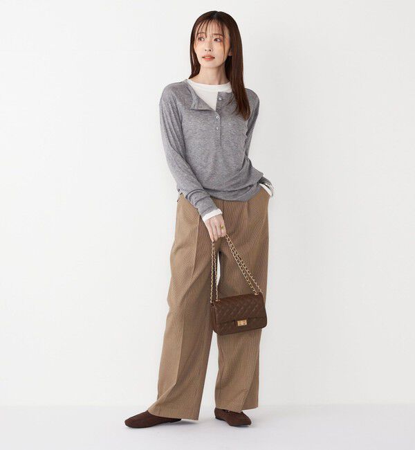 SHIPS Colors 「SHIPS Colors:ウール混  天竺 ヘンリー ネック ロンT」|Tシャツ・カットソー|