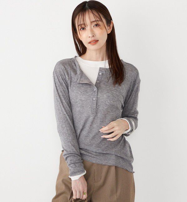 SHIPS Colors 「SHIPS Colors:ウール混  天竺 ヘンリー ネック ロンT」|Tシャツ・カットソー|