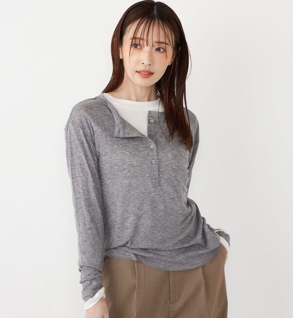 SHIPS Colors 「SHIPS Colors:ウール混  天竺 ヘンリー ネック ロンT」|Tシャツ・カットソー|