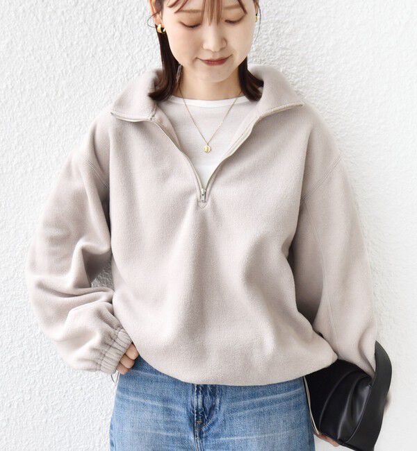 SHIPS for women「〈洗濯機可能〉フリース 裾 ドロスト ハーフ ジップ プルオーバー」|Tシャツ・カットソー|