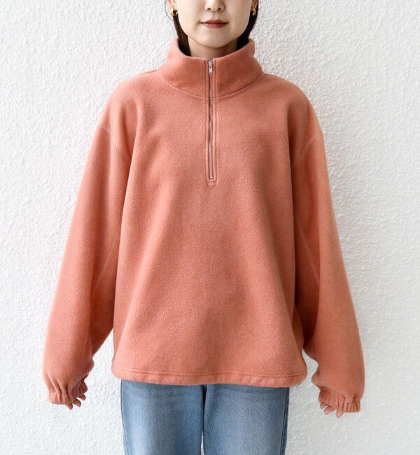SHIPS for women「〈洗濯機可能〉フリース 裾 ドロスト ハーフ ジップ プルオーバー」|Tシャツ・カットソー|
