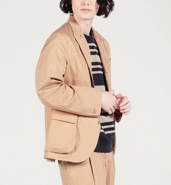 TOMORROWLAND MENS「コットンポプリン ピークドラペルシングルブレステッド3Bジャケット」|テーラードジャケット|