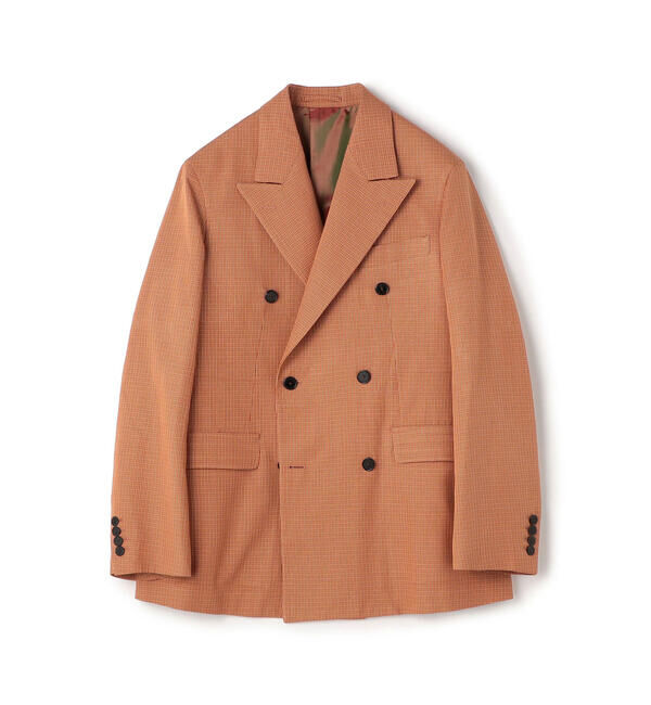 TOMORROWLAND MENS「シルクコットン ハウンドトゥース ダブルブレステッド6Bジャケット」|テーラードジャケット|28 オレンジ系