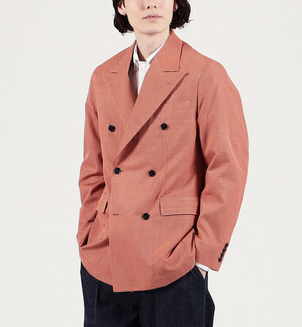 TOMORROWLAND MENS「シルクコットン ハウンドトゥース ダブルブレステッド6Bジャケット」|テーラードジャケット|