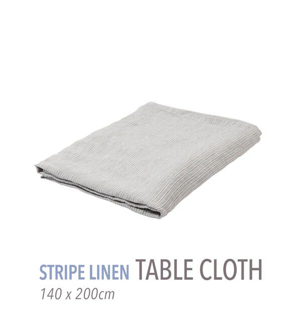TOMORROWLAND HOME「ストライプリネン テーブルクロス（140cm X 200cm）」|食器・キッチングッズ|14 グレー系