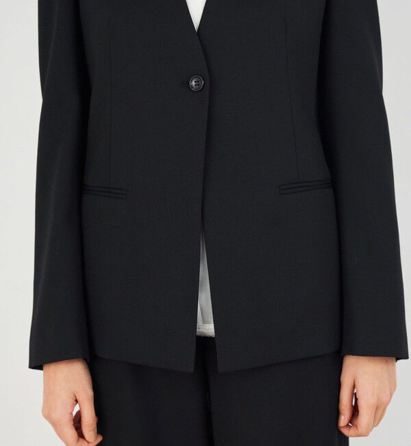 DES PRES「ポリエステルウールバラシャ Vカラージャケット」|ノーカラージャケット|