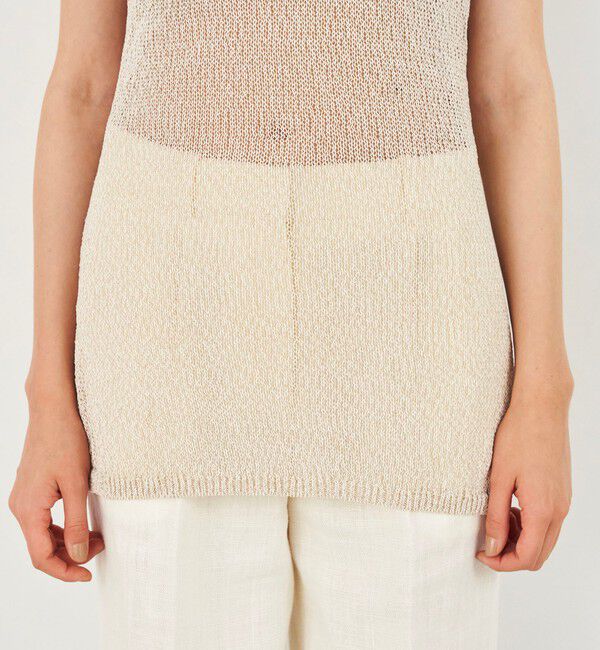 DES PRES「バイカラーコードヤーン バックスリットノースリーブプルオーバー」|ニット・セーター|