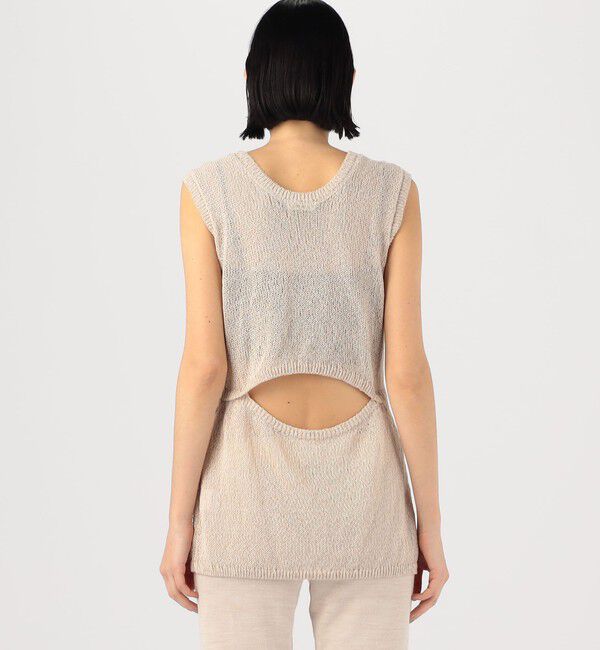 DES PRES「バイカラーコードヤーン バックスリットノースリーブプルオーバー」|ニット・セーター|