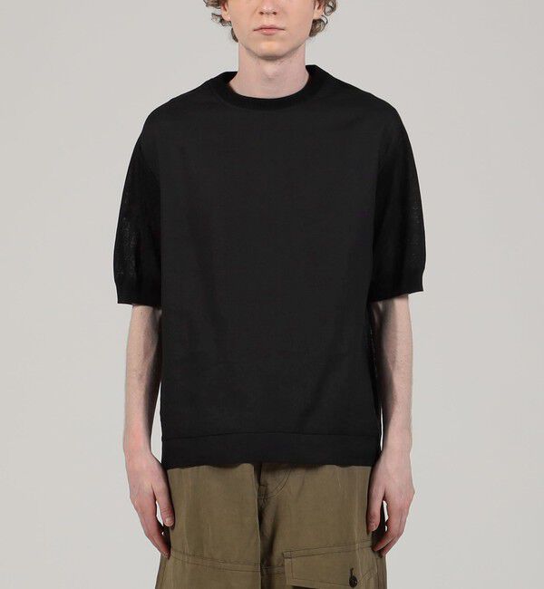 TOMORROWLAND MENS「リネン ニットコンビ クルーネックプルオーバー」|Tシャツ・カットソー|