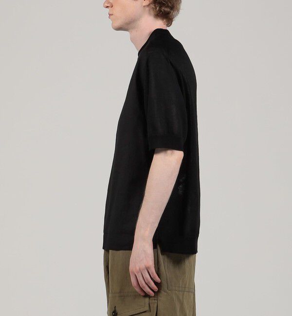 TOMORROWLAND MENS「リネン ニットコンビ クルーネックプルオーバー」|Tシャツ・カットソー|