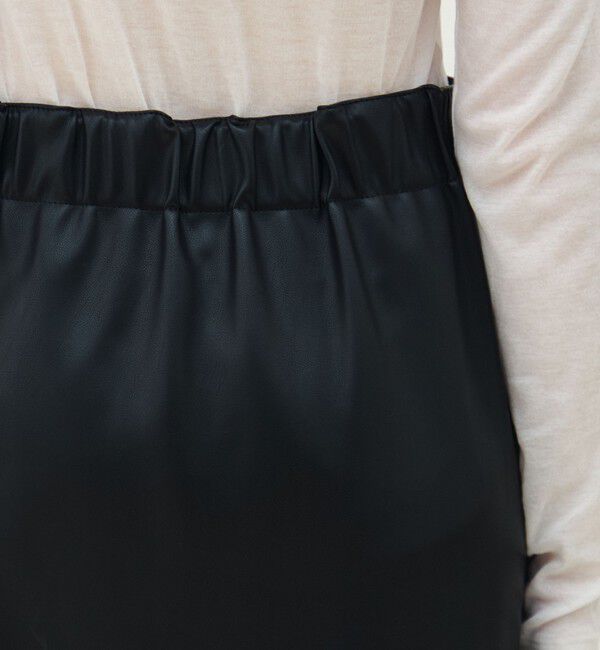 MACPHEE「レザーライク Iラインスカート」|タイト|