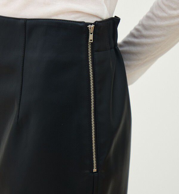 MACPHEE「レザーライク Iラインスカート」|タイト|