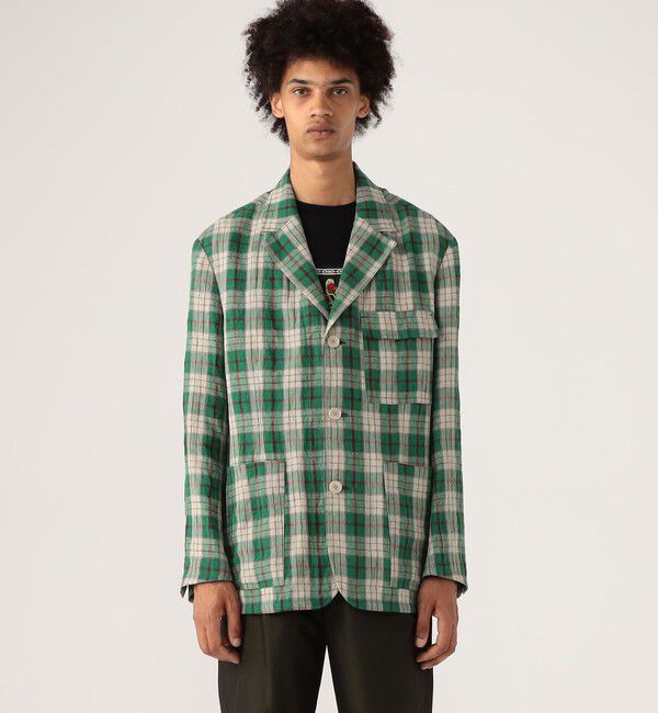 CABaN「CABaN リネン チェック3Pジャケット」|テーラードジャケット|