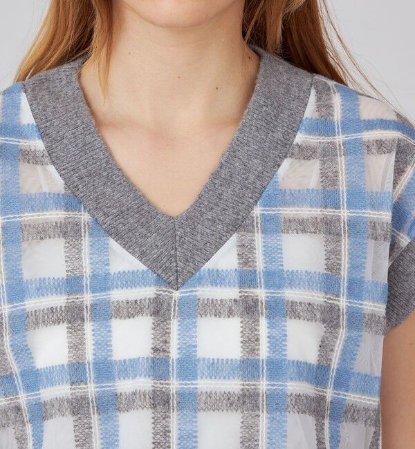 Ballsey「ヘアリープラッドエンブロイダリーコンビ Vネックベスト」|ベスト・ジレ|