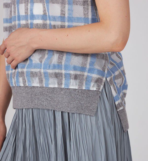 Ballsey「ヘアリープラッドエンブロイダリーコンビ Vネックベスト」|ベスト・ジレ|