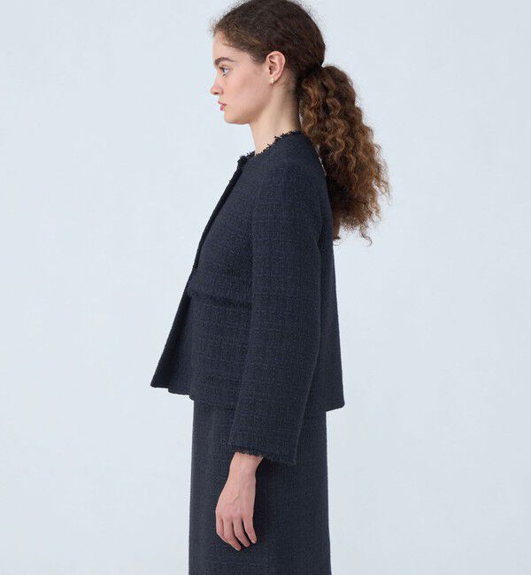 Ballsey「ラメミックスツイード セミダブルクルージャケット」|ノーカラージャケット|