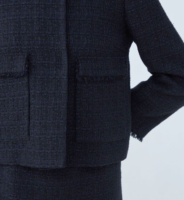 Ballsey「ラメミックスツイード セミダブルクルージャケット」|ノーカラージャケット|