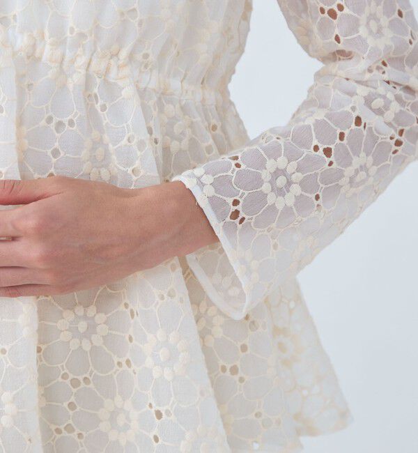 Ballsey「エンブロイダリーオーガンザ ウエストギャザーブラウス」|シャツ・ブラウス|