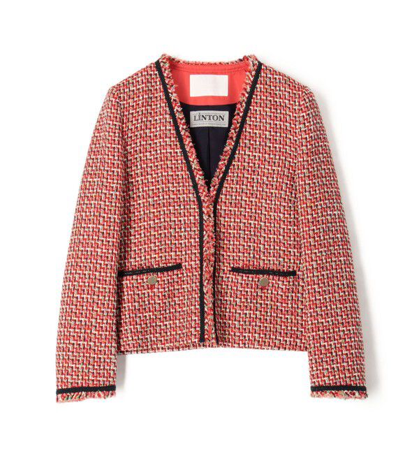 Ballsey「Acerola Vネックジャケット」|ノーカラージャケット|36 レッド系