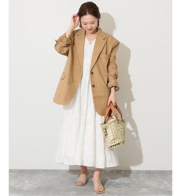 SLOBE IENA「カットジャガードギャザーフレアワンピース」|ワンピース|