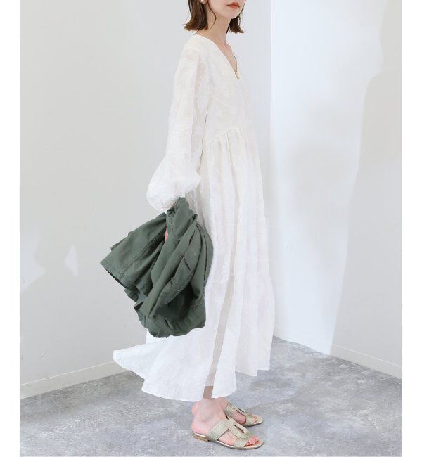 SLOBE IENA「カットジャガードギャザーフレアワンピース」|ワンピース|