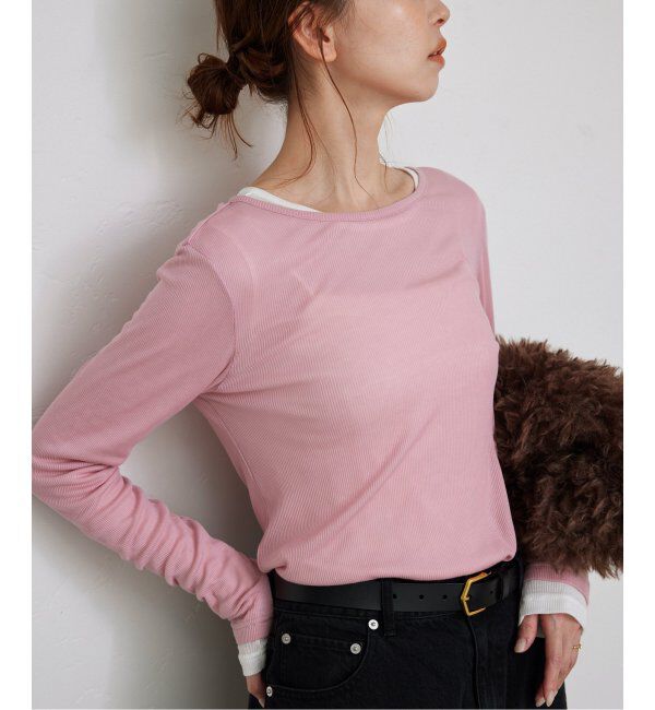 SLOBE IENA「ソフトコットンクルーネック」|Tシャツ・カットソー|ピンク A