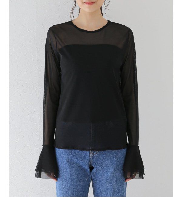 SLOBE IENA「《追加2》ラッフルスリーブチュールプルオーバー」|Tシャツ・カットソー|