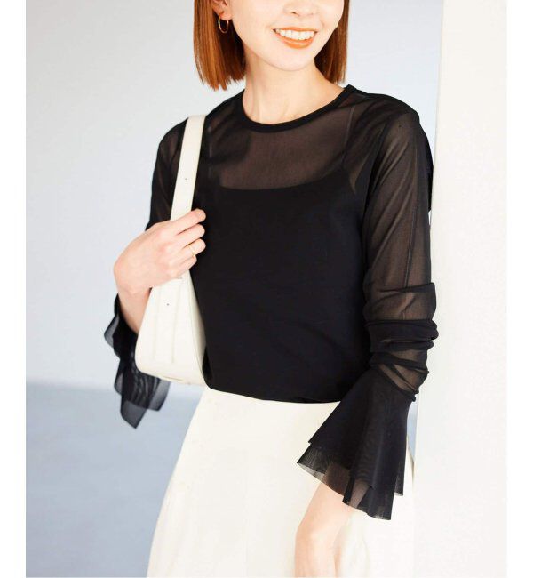 SLOBE IENA「《追加2》ラッフルスリーブチュールプルオーバー」|Tシャツ・カットソー|